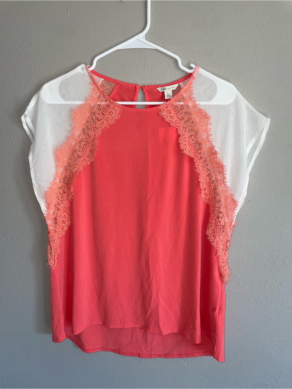 Coral lace blouse - size S